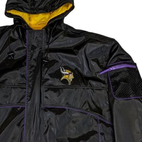 Minnesota Vikings Parka Jacket Mens XL Black Hooded Full Zip Vintage - Picture 13 of 13